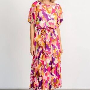 Baltic Born Maven Midi Dress Orange/Pink pattern Large